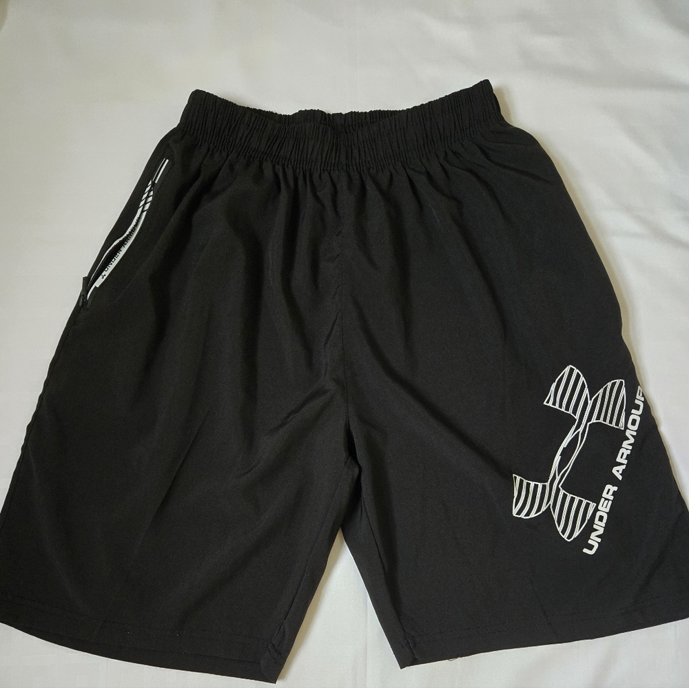 Under Armour Men's Black Shorts with White Accents
